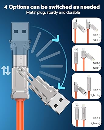 4-in-1 Ultra Fast Charging Cable For Androids, iPhones & Other Devices