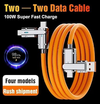4-in-1 Ultra Fast Charging Cable For Androids, iPhones & Other Devices